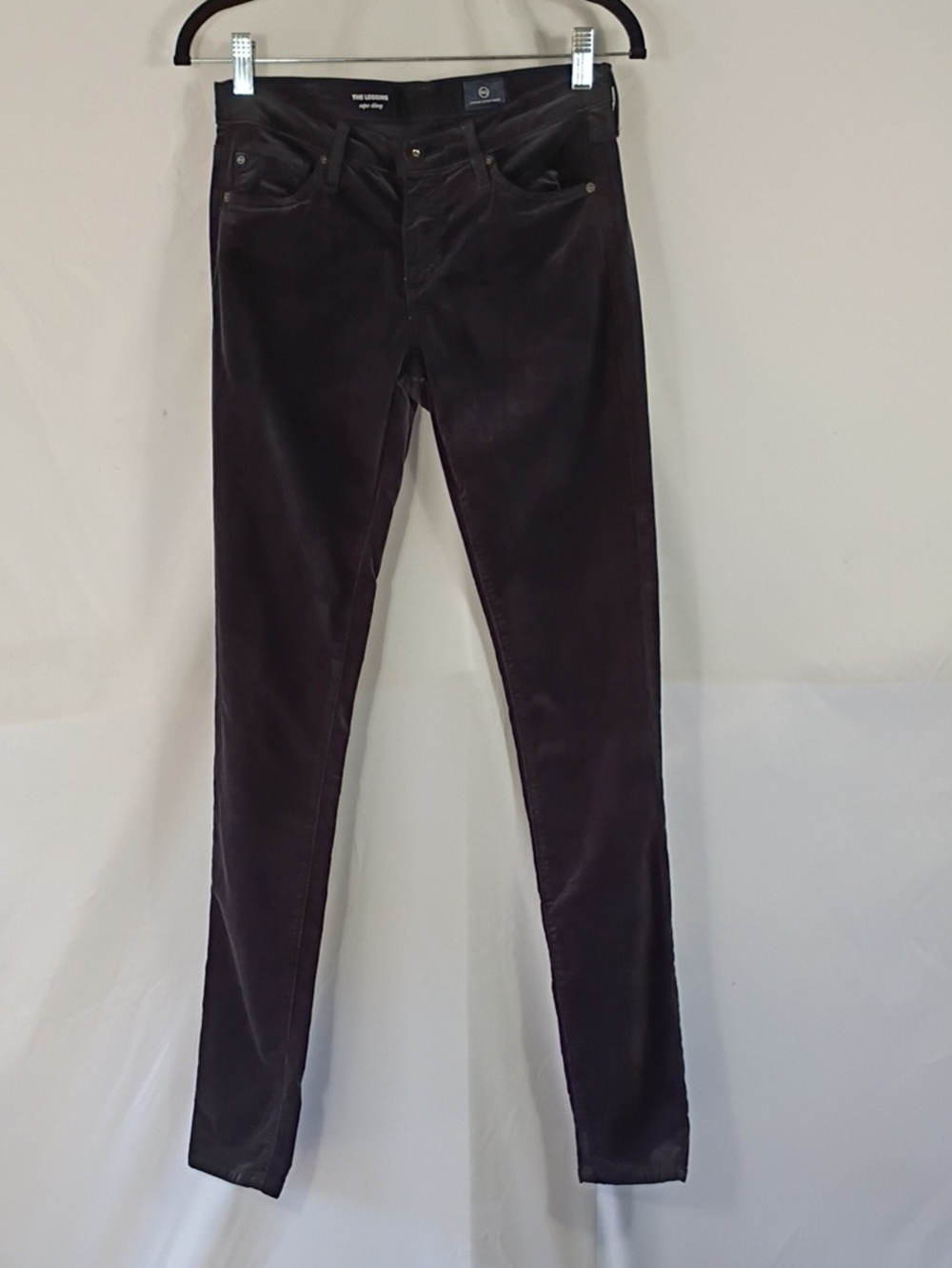 AG Adriano Goldschmied The Legging Super Skinny  Black Velvet Jean Women’s Sz 25